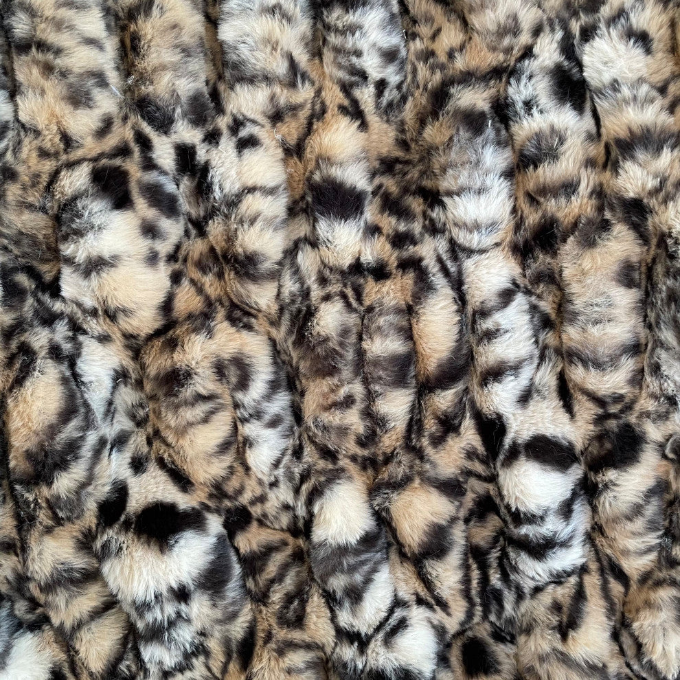 Natural Leopard Sharpei Faux Fur Luxury Throw Blanket, 102Lx116W California King