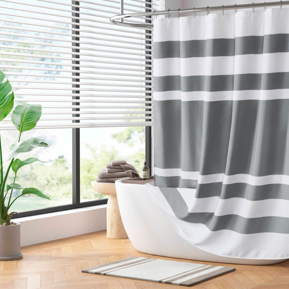 Madison Park Spa Waffle Shower Curtain With 3M Treatment