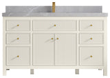 Sonoma 60" Single Sink Bath Vanity in Alabaster, 2" Pearl Gray