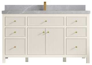 Sonoma 60" Single Sink Bath Vanity in Alabaster, 2" Pearl Gray