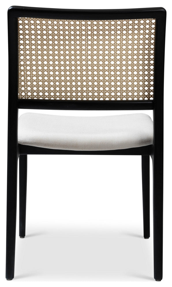 Charlotte, Cane Side Chair, Alabaster Seat, Ebano Frame, Natural Cane Webbing