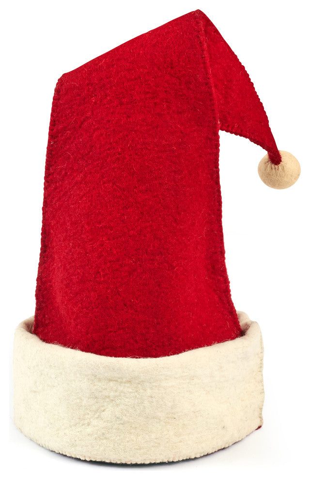 Handmade Hand Felted Wool Christmas Tree Topper, Santa Hat