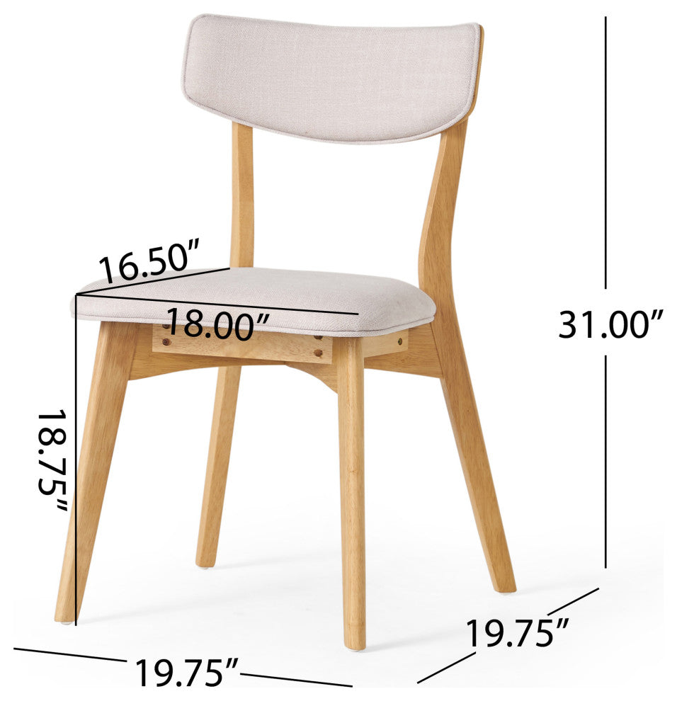 GDF Studio 5-Piece Meanda Mid Century Wood Dining Set, Light Beige