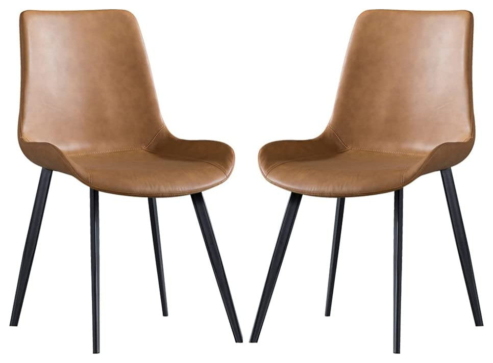 Mid-Century Style Dining Chair Leather Upholstered