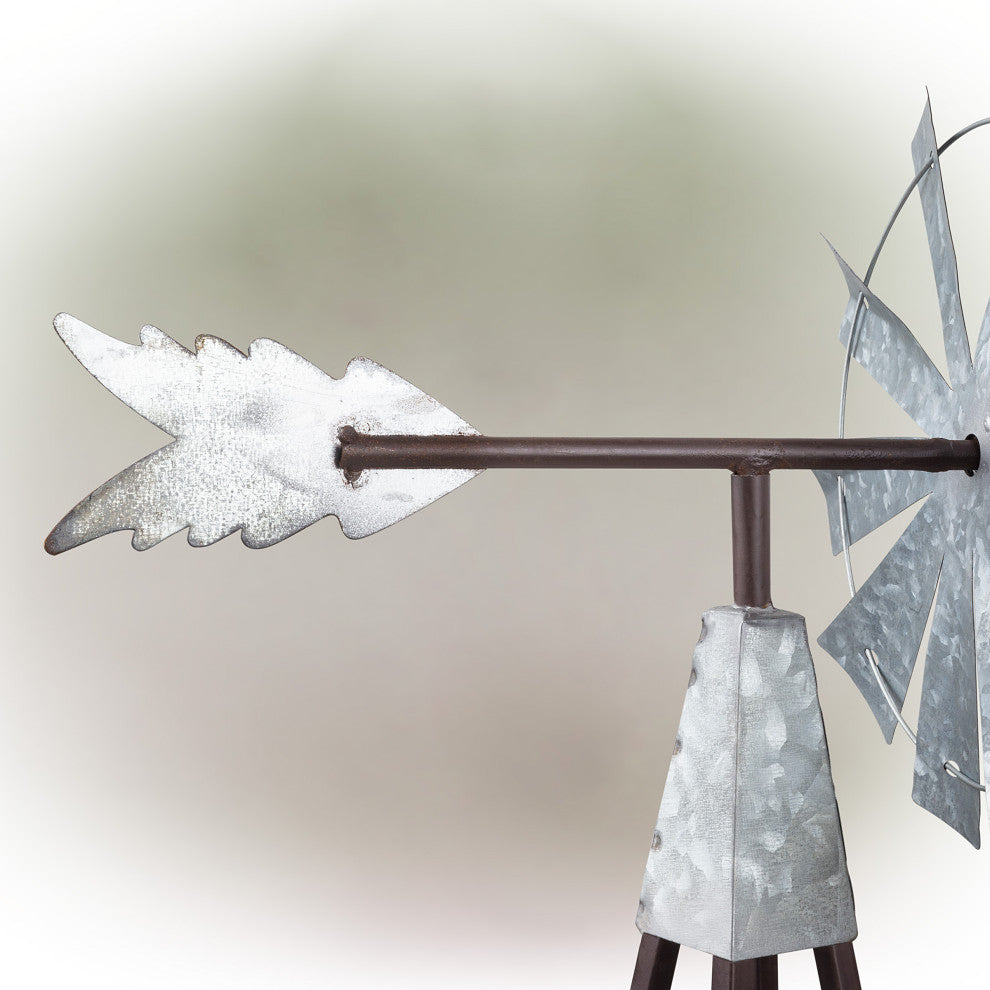 Rustic Bronze and Silver Metal Mini Windmill