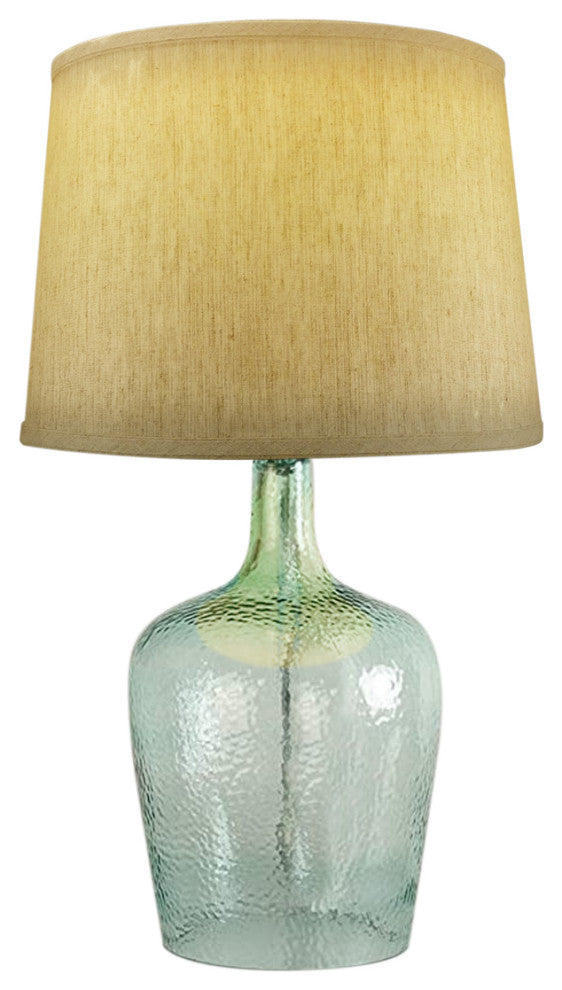 19"h Artisanal Hand-Blown Aqua Green Sea Glass Coastal Style Table Lamp with Tex