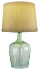 19"h Artisanal Hand-Blown Aqua Green Sea Glass Coastal Style Table Lamp with Tex