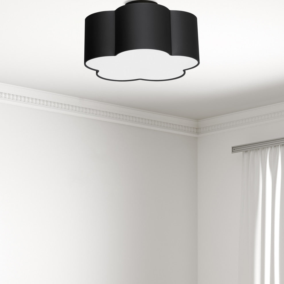 Black Contemporary Flush Mount With Matte Black Metal