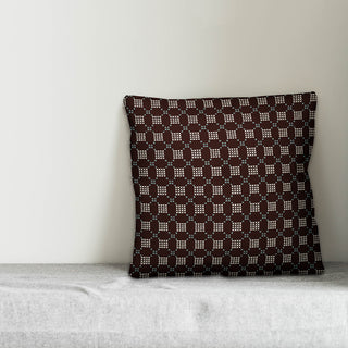 Brown Cross-Stitch Printed Pattern Outdoor Throw Pillow, 16"x16"