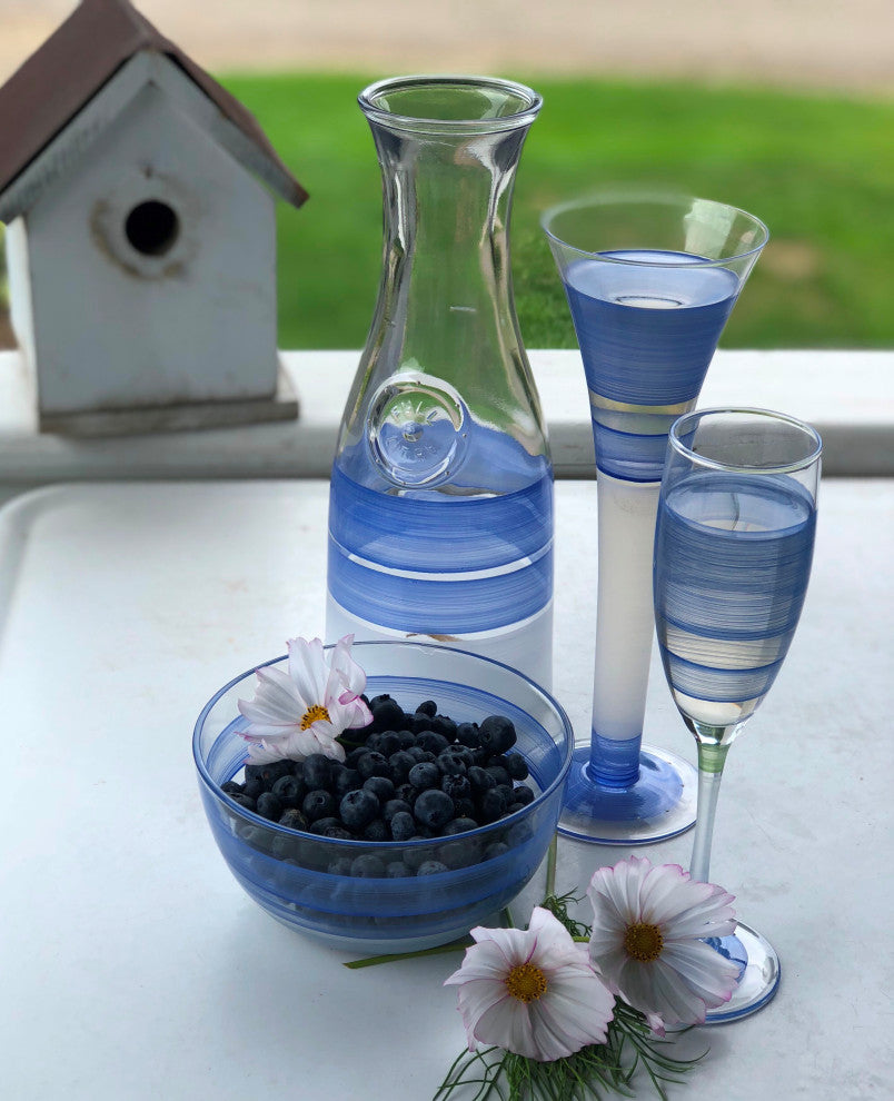 Retro Stripe Blue Carafe