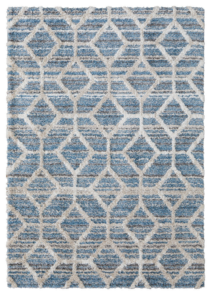 Weave & Wander Caide Contemporary Rug, Blue, 10'x14'