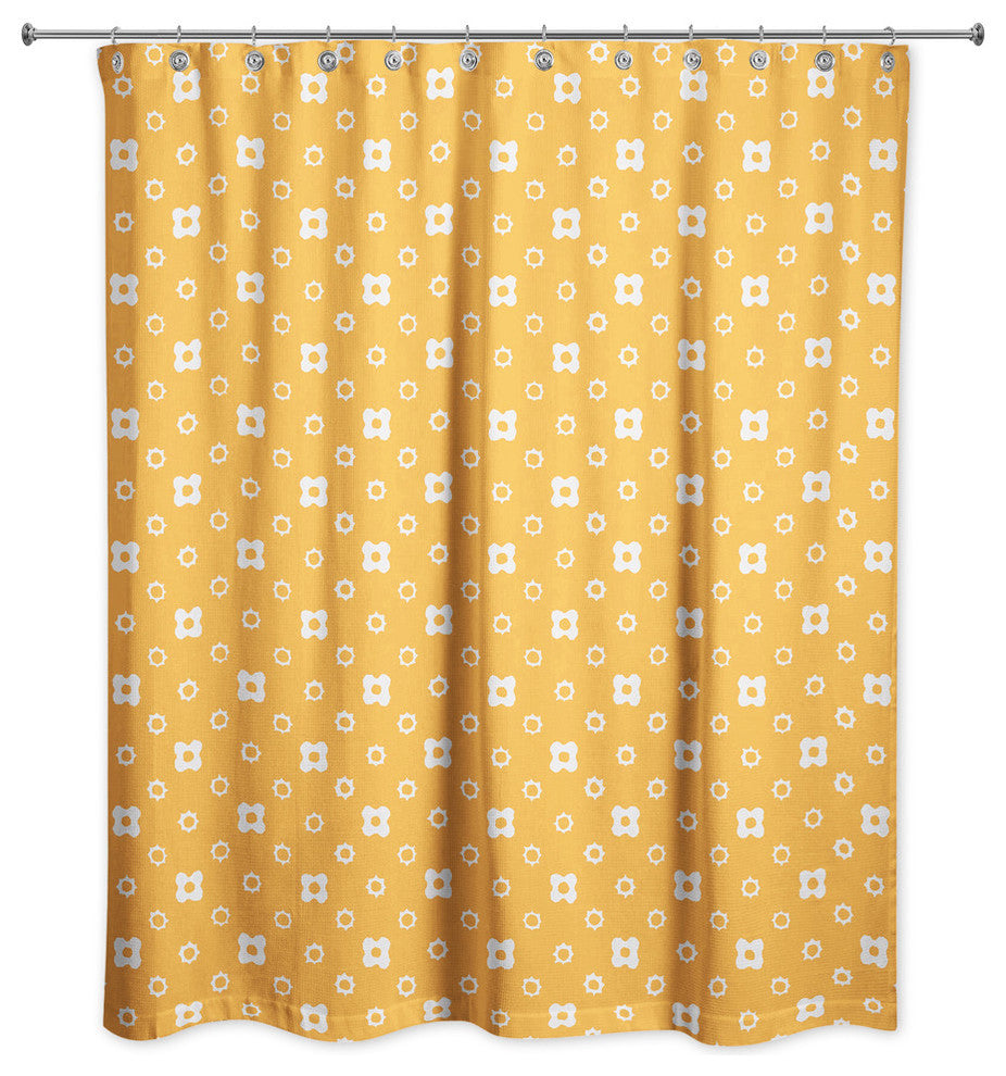 Orange Floral Pattern Shower Curtain