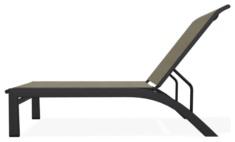 Kendall Sling Stackable Outdoor Chaise Lounge, Elevation Stone/Black