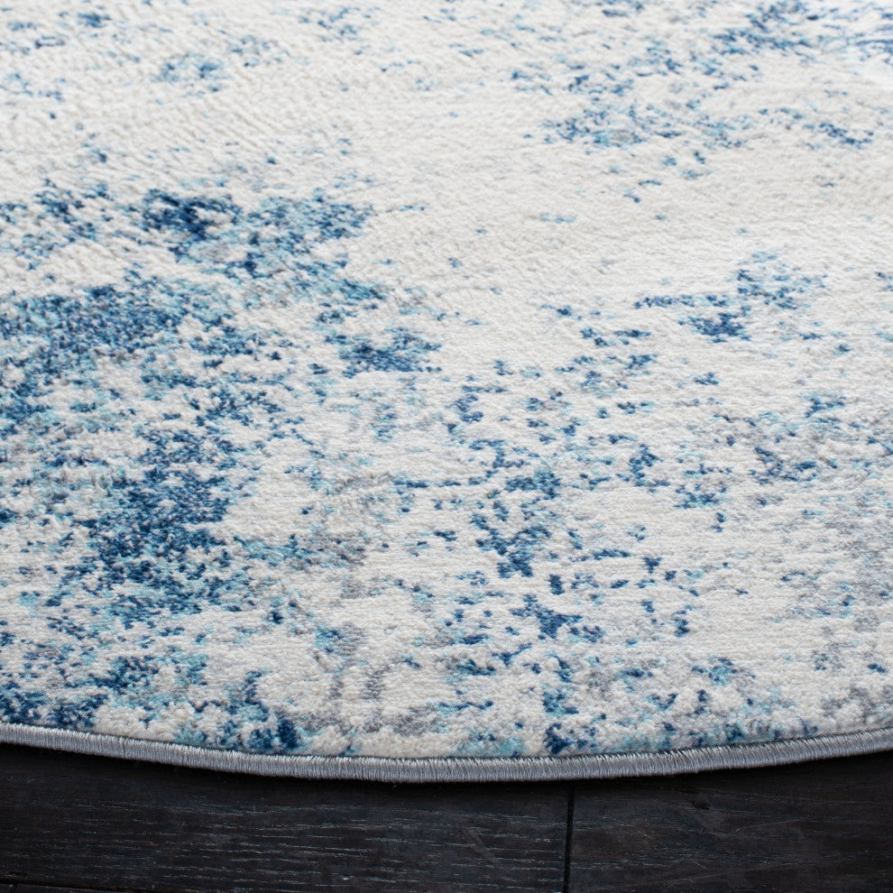 Safavieh Brentwood Bnt822B Organic and Abstract Rug, Ivory and Navy, 6'7"x6'7" Square