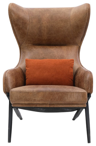 Amos Leather Accent Chair Open Road Brown Leather