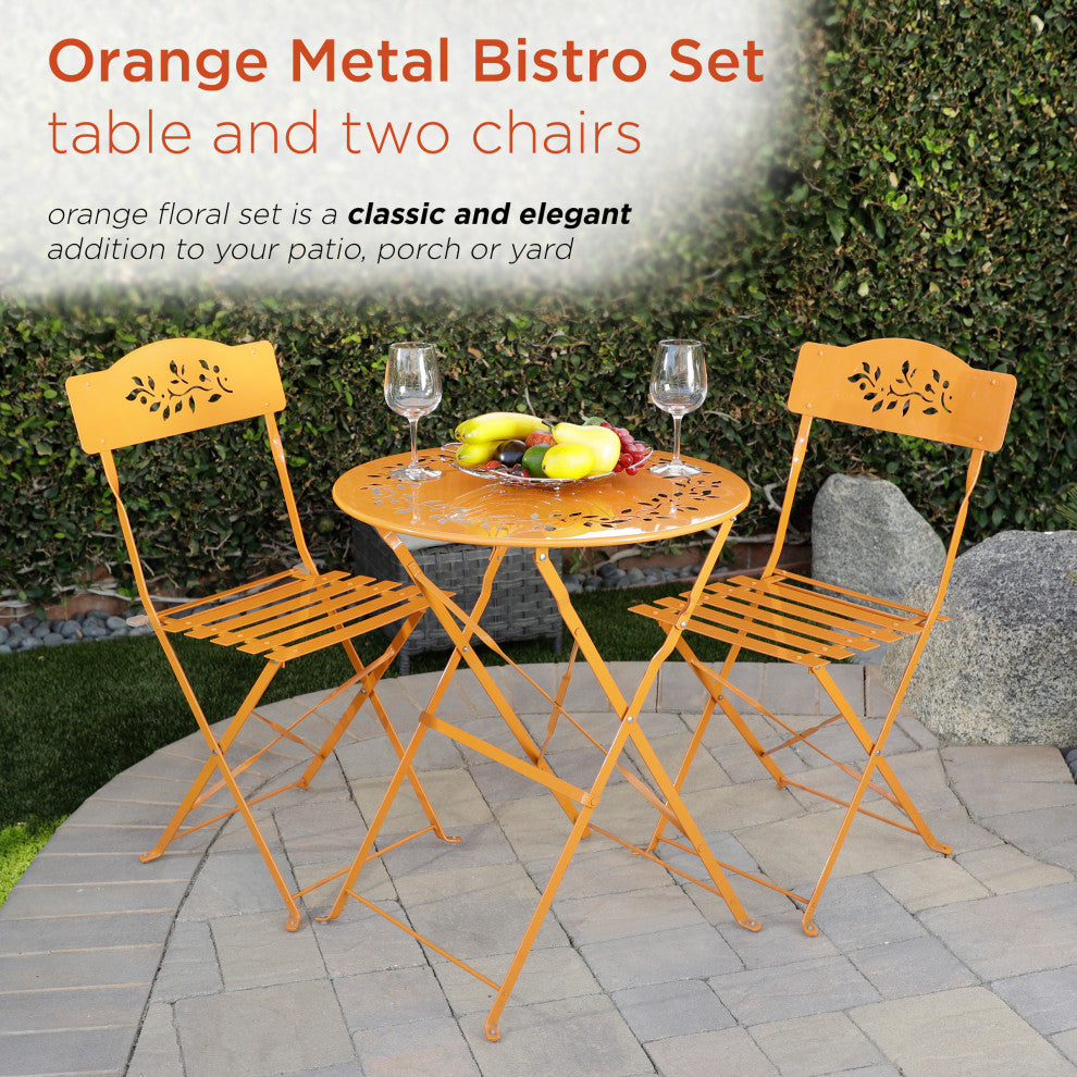 Metal 3-Piece Bistro Set, Orange