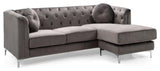 Glory Furniture Pompano Velvet Sofa Chaise in Dark Gray