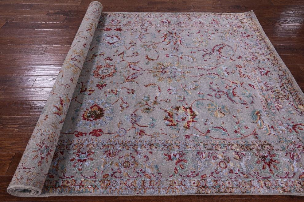 Persian Wool and Silk Handmade Rug 6' 1" X 9' 1" Q7112
