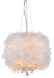 Iglesias Fluffy White Feathers and Crystal 3-Light Pendant