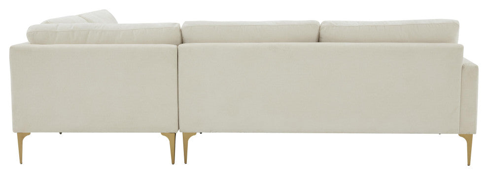 Serena Cream Velvet Large Right Arm Facing Chaise Sectional