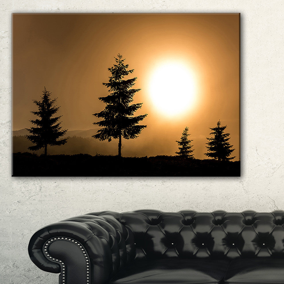 "Bright Sunrise Tree Silhouette" Canvas Print
