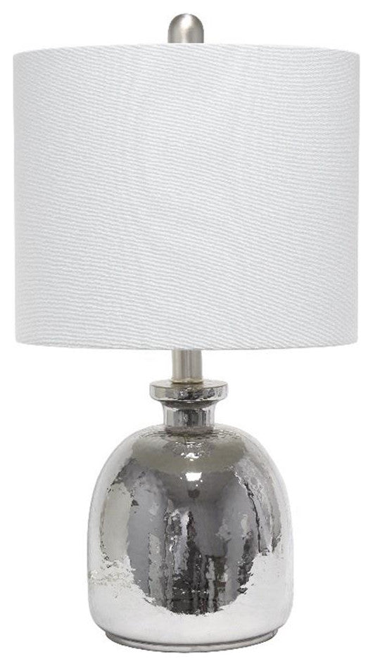 Elegant Designs Silvery Glass Table Lamp with Light Gray Shade