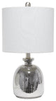 Elegant Designs Silvery Glass Table Lamp with Light Gray Shade