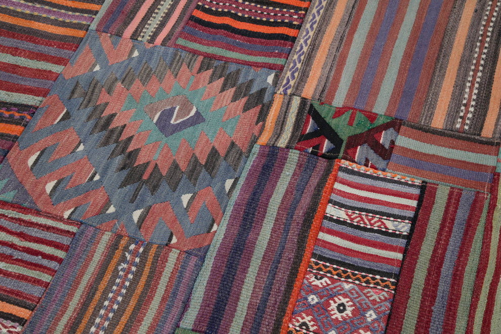 Rug N Carpet - Handmade Oriental 6' 8'' x 9' 10'' Rustic Patchwork Kilim Rug