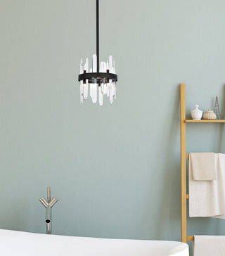 Elegant Lighting 2200D10 Serena 6 Light 10"W Crystal Mini Pendant - Black