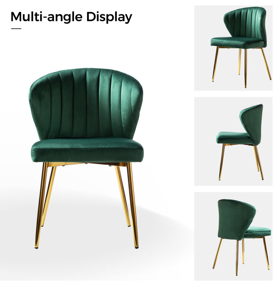 Luna Contemporary Side Chair With Tufted Back, Green