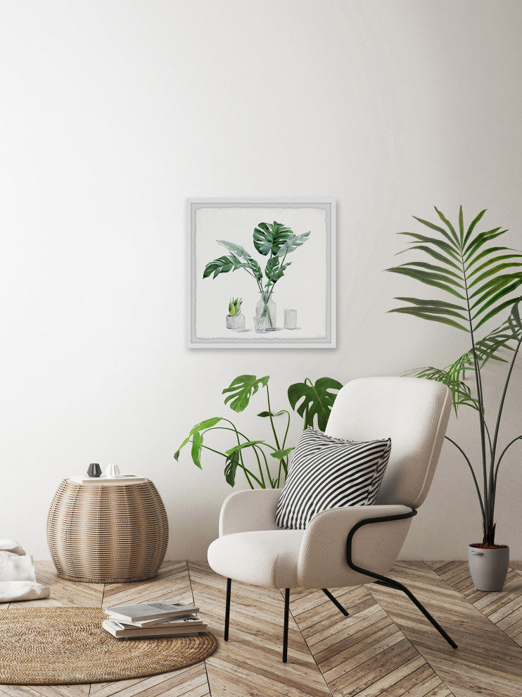 "Monstera Leaf, Glass" Framed Painting Print