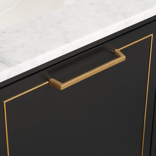 Markham 48" Bathroom Vanity, Midnight Black/Satin Brass, 48", Marble Countertop