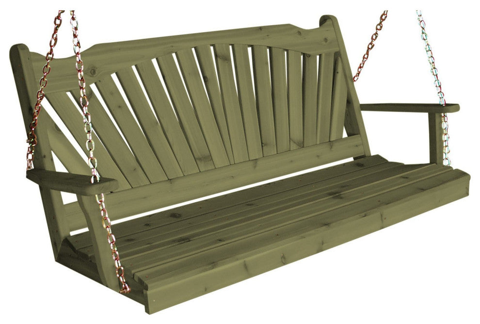 Pine Fanback Porch Swing, Linden Leaf Stain, 4 Foot