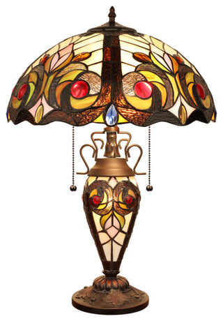 Lennon Tiffany 3-Light Victorian Double Lit Table Lamp 16" Shade