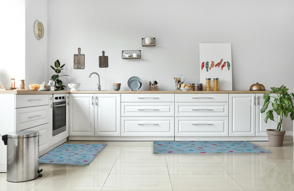 Bunnies and Eggs Easter Chenille Rug, After Rain Blue, 2'x3'