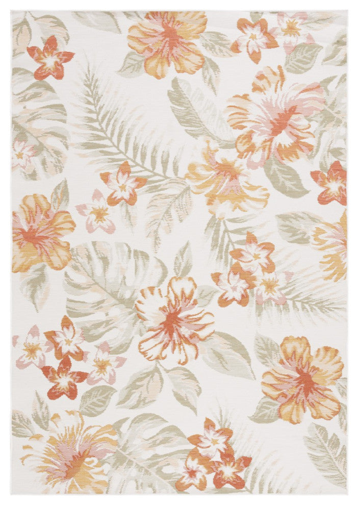 Safavieh Sunrise Collection SUN671 Indoor-Outdoor Rug, Ivory/Rust Sage, 5'3"x7'7"