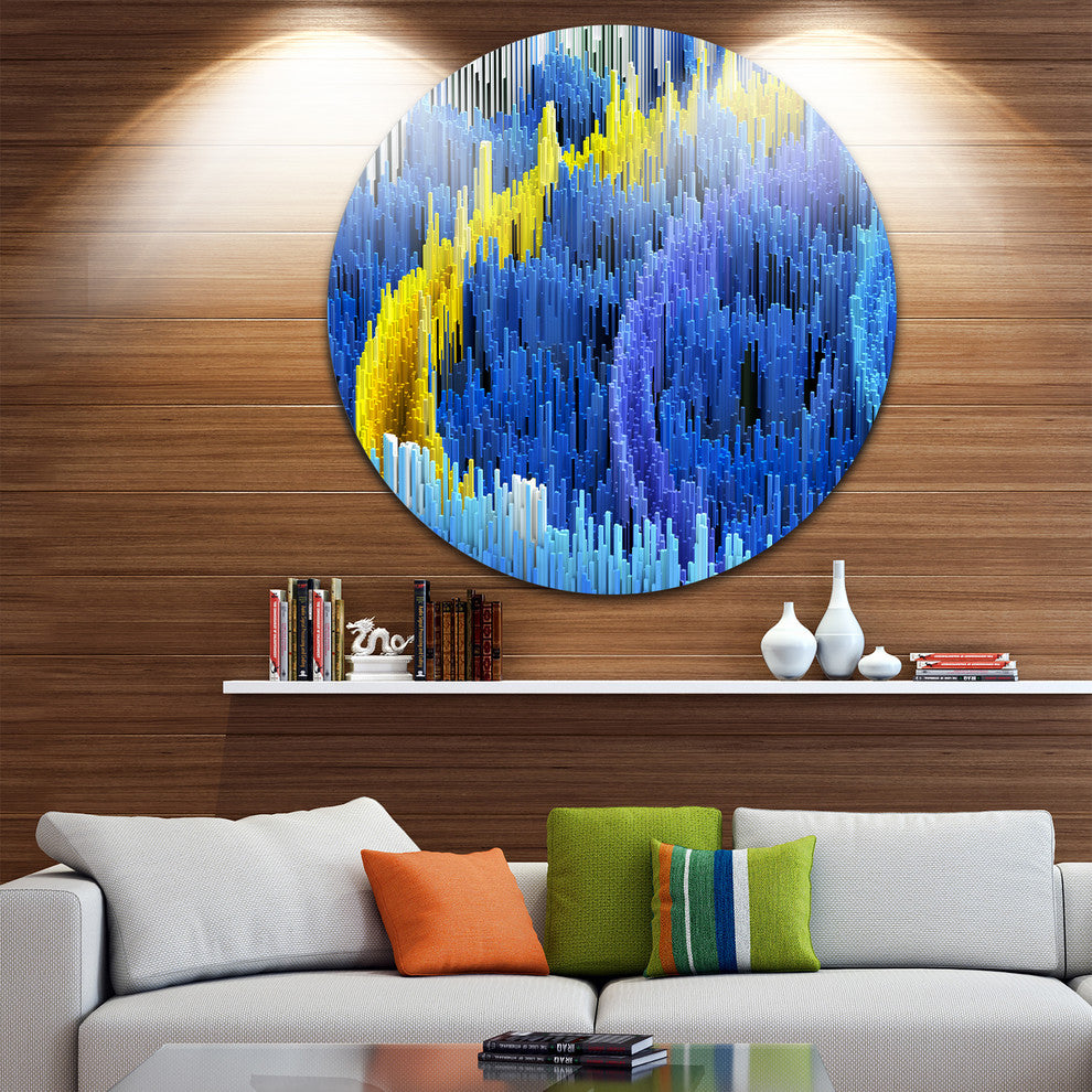Macro Render Structure Blue Yellow, Art Large Disc Metal Wall Art, 36"