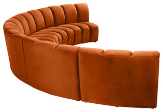 Infinity Channel Tufted Velvet Modular Chair, Cognac, 5 Piece