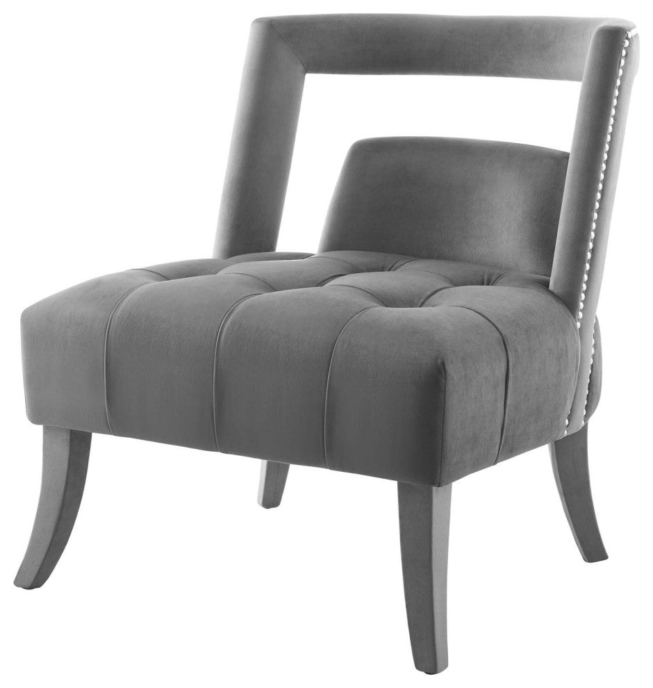 Accent Chair, Set of 2, Velvet, Gray, Modern, Living Lounge Hospitality