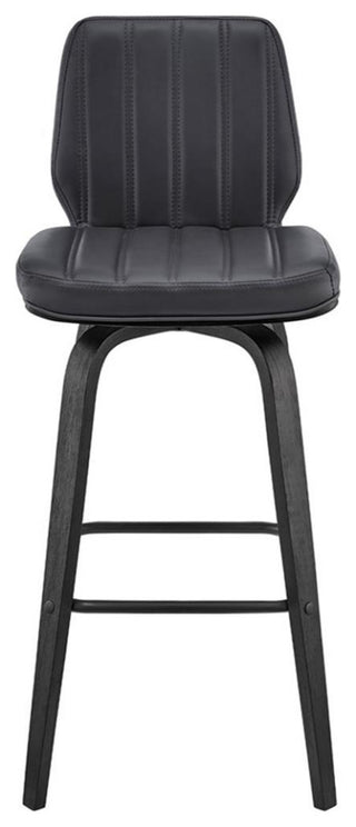 Armen Living Renee 30" Faux Leather/Wood Swivel Bar Stool in Gray/Black
