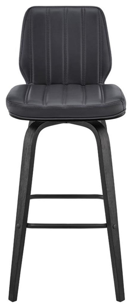 Armen Living Renee 30" Faux Leather/Wood Swivel Bar Stool in Gray/Black