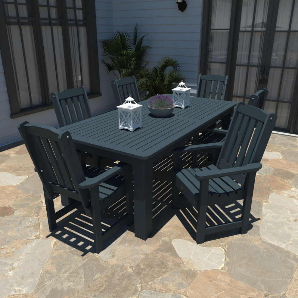 Springville 7-Piece 42x84 Dining Set, Weathered Acorn, Federal Blue