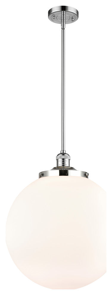 Beacon Pendant, Polished Chrome, Matte White