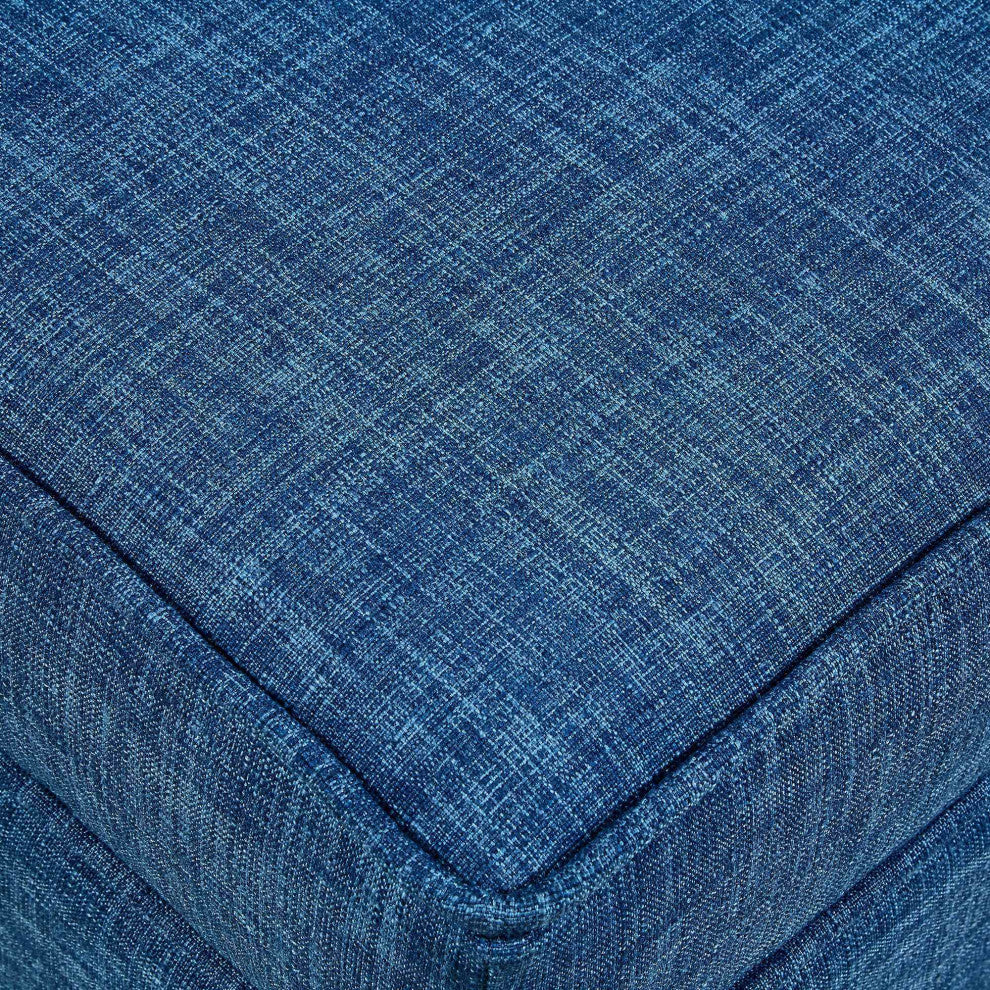 Lionel Linen Hidden Storage Castered Legs Ottoman Cube, Blue