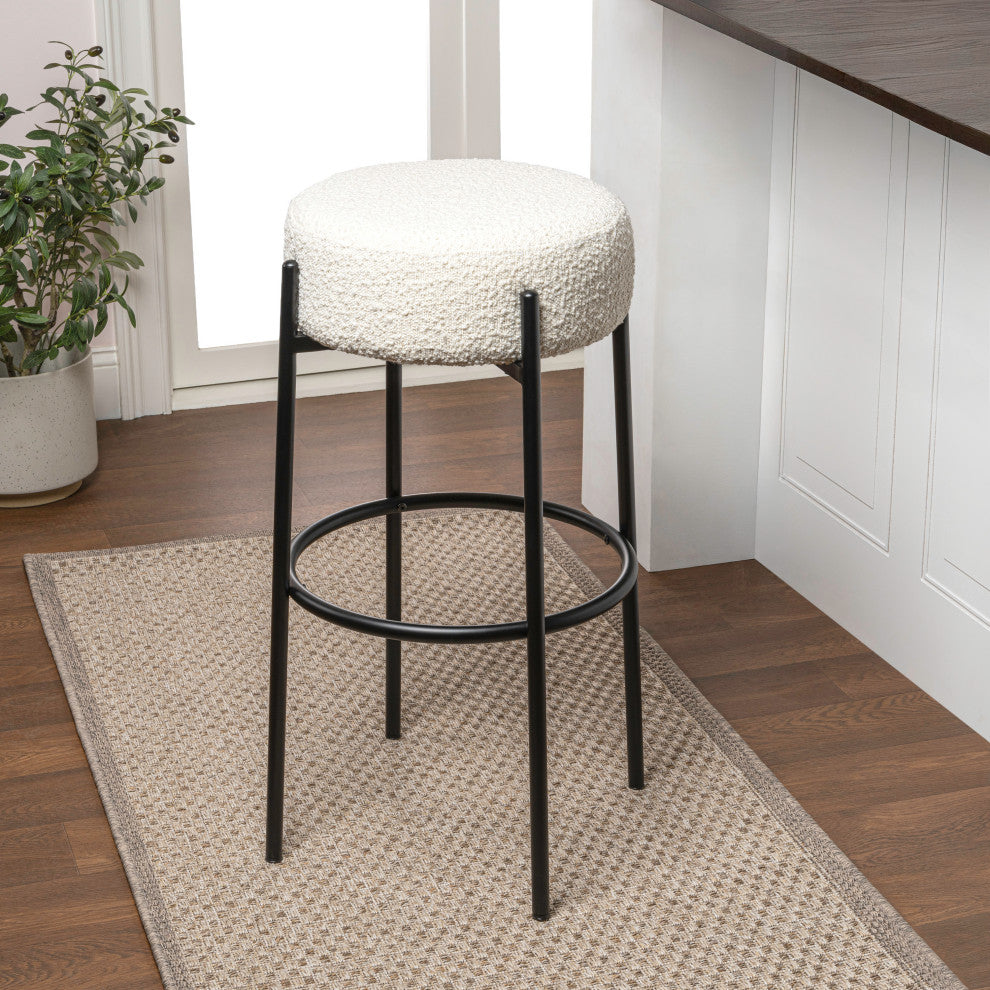 Paola Modern Minimalist Round Backless Metal Cushioned Bar Stool