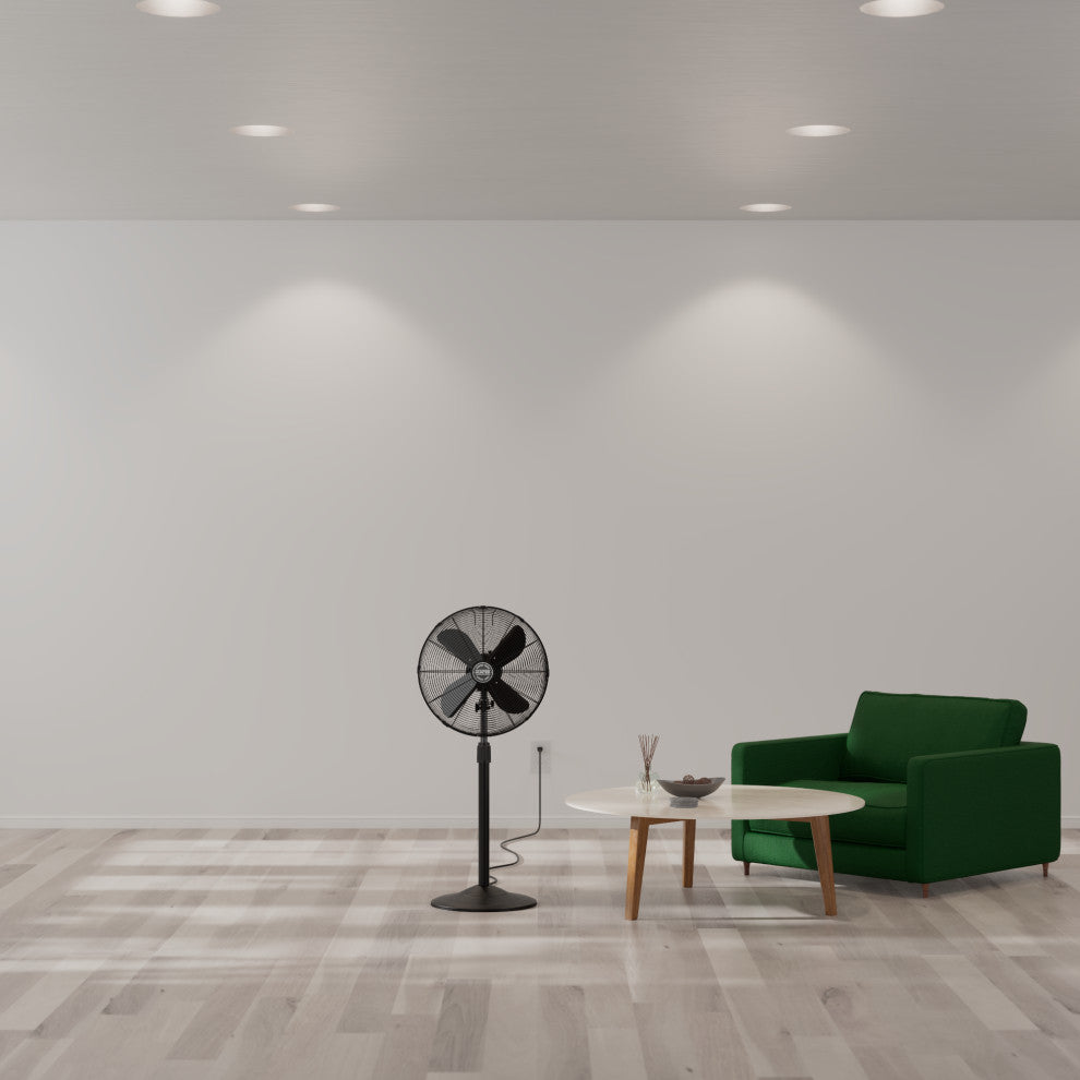 Hunter Classic Matte Black 4-Blade Oscillating 3-speed Standing Fan