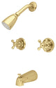 Kingston Brass Two-Handle Tub and Shower Faucet, Polished Brass