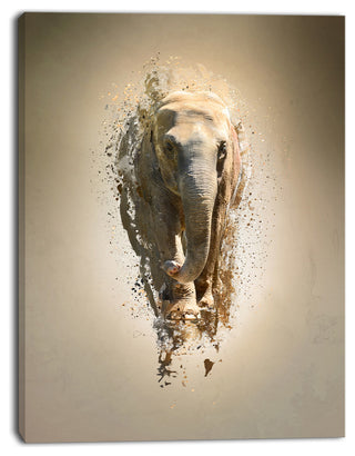 Mammoth Elephant Walking, Animal Canvas Wall Art, 12"x20"