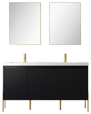Flutie 60" Bathroom Vanity Kit, Charcoal, Double White Sink