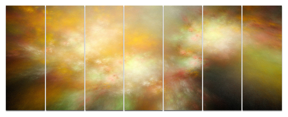 Perfect Yellow Green Starry Sky, Abstract Canvas Art Print, 83"x32", 7 Panels